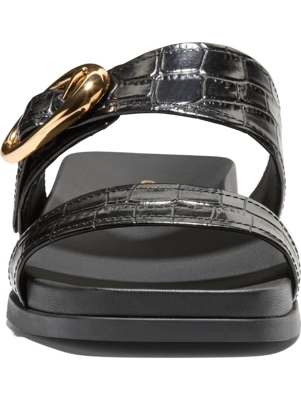 Cole Haan Oaklynn Wedge Sandal Croc-Embossed with Gold Buckle - Picture 3 of 9